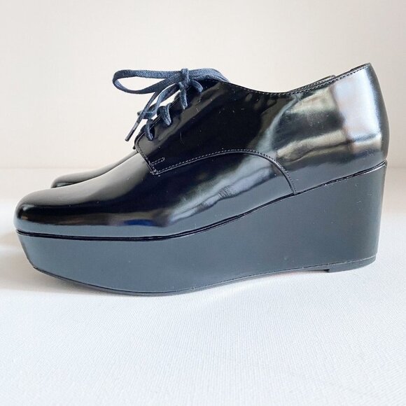 Robert Clergerie Black Leather Platform Lace up  Shoes 37.5 - Picture 6 of 10